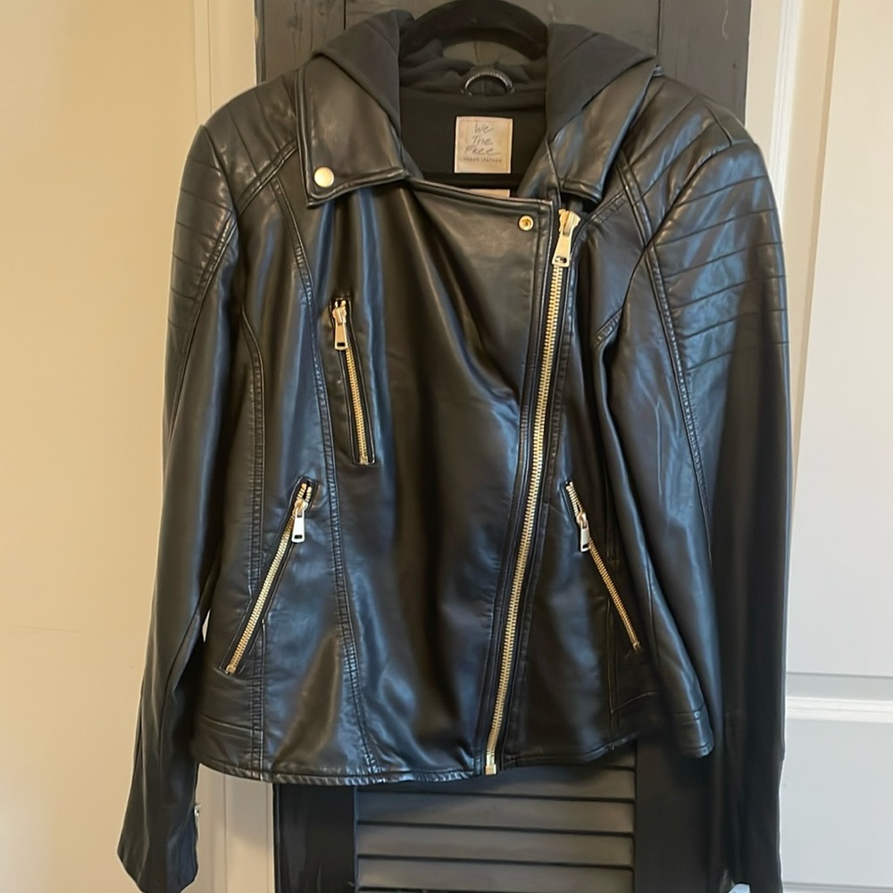 Free People Vegan Leather with hood.  Gold accents